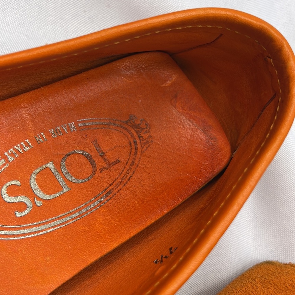 Sz7.5 TOD’S loafers orange leather - Picture 9 of 12